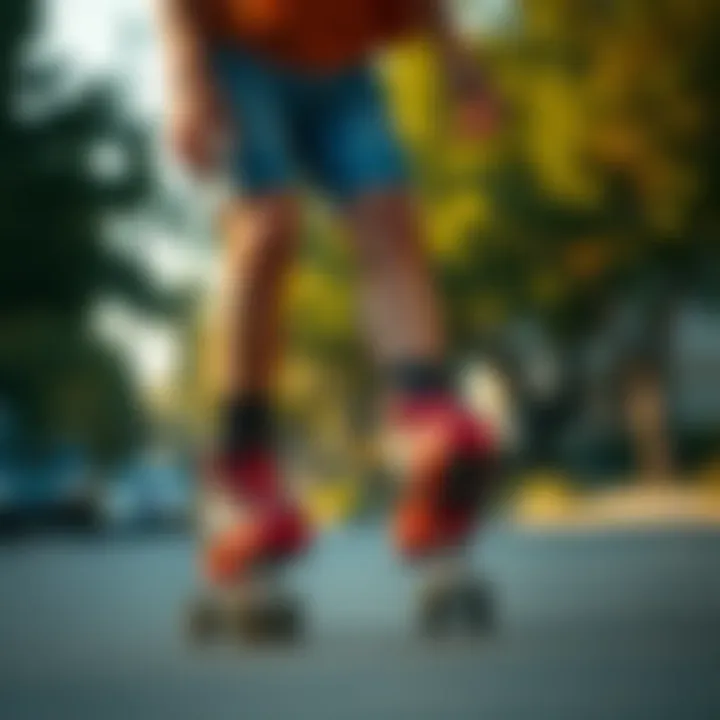 An individual experiencing challenges while using Skike skates.