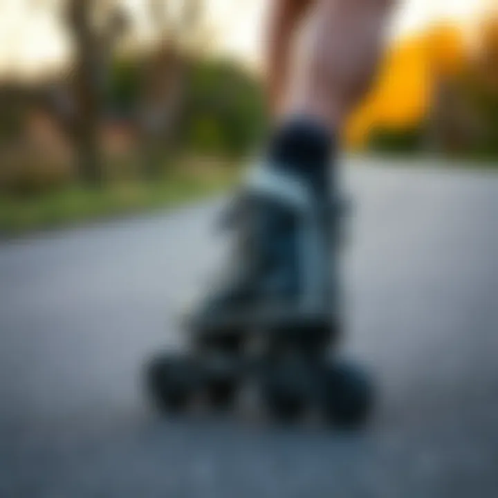 Skike skates in action on a scenic pathway, highlighting their versatility.