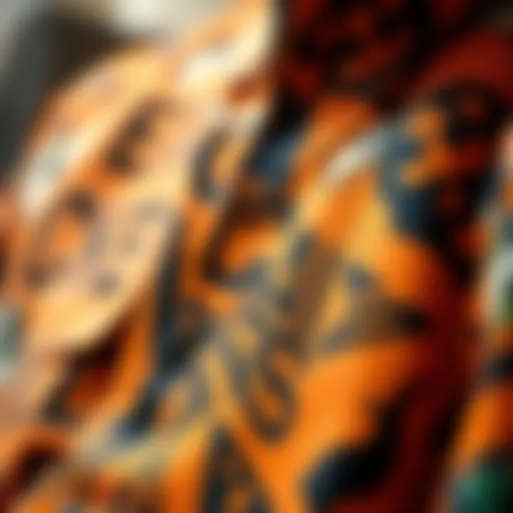 An array of materials used in edgy shirts, highlighting textures and patterns