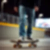 Classic 90s fit jeans worn by skateboarder