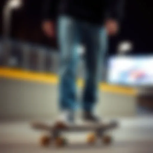 Classic 90s fit jeans worn by skateboarder