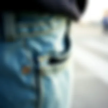 Detail of 90s Fit Jeans Close-up of 90s fit jeans details