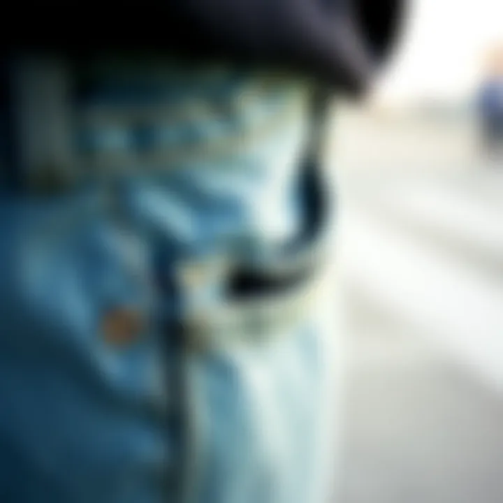 Detail of 90s Fit Jeans Close-up of 90s fit jeans details