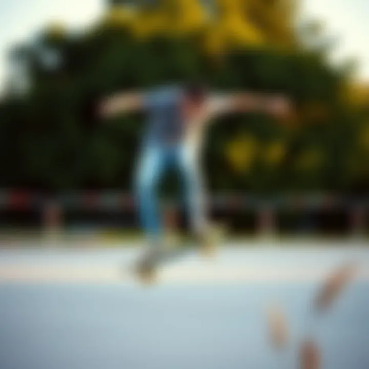 Skateboarder in Action Skateboarder performing a trick in 90s fit jeans