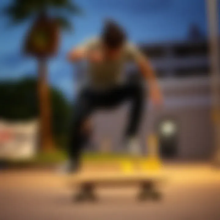 Skateboarder showcasing dynamic movement in black skinny fit jeans