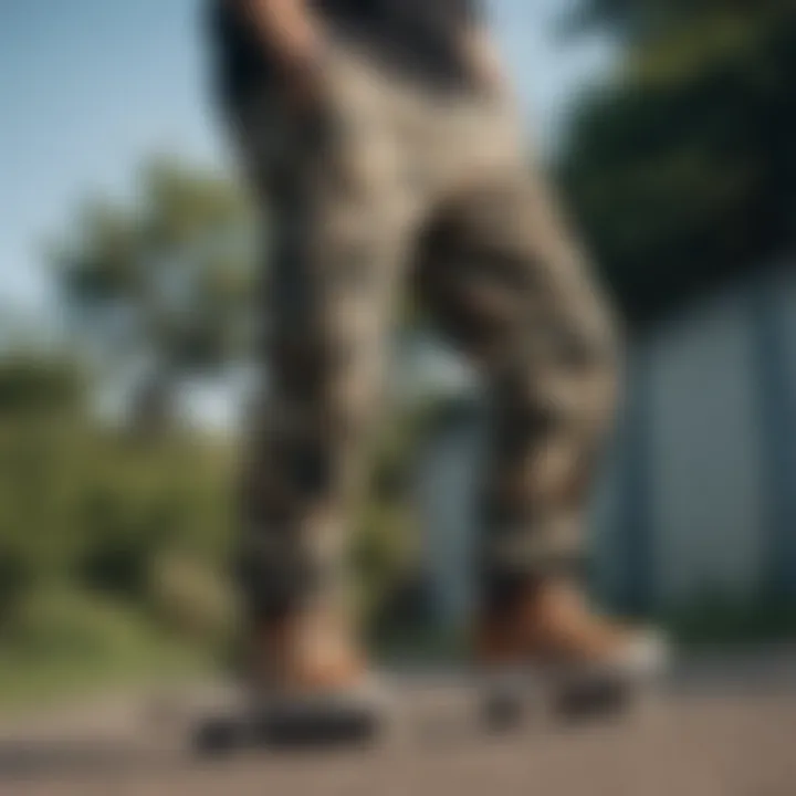 Camo cargo pants paired with popular skate gear