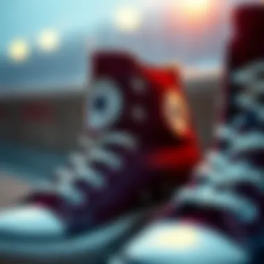 A close-up of Converse high tops showcasing their iconic design and durability.