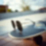 Stylish metal rim sunglasses on a skateboard
