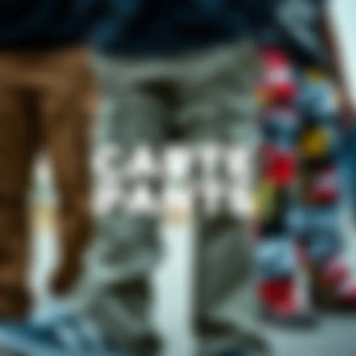 A collage of popular cargo pants brands in skate culture