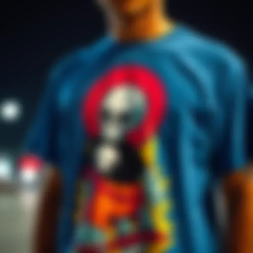 Vibrant graphic tee showcasing skate culture artwork