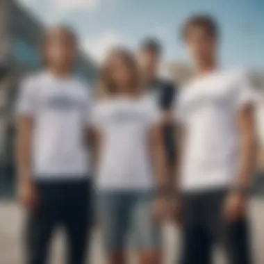 A group of skaters wearing fresh t-shirts, representing community and identity