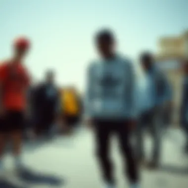 Skate Community and Style Expression A community gathering of skateboarders showcasing their style