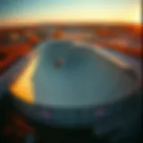 An aerial view of a half pipe showcasing its structure and design elements.