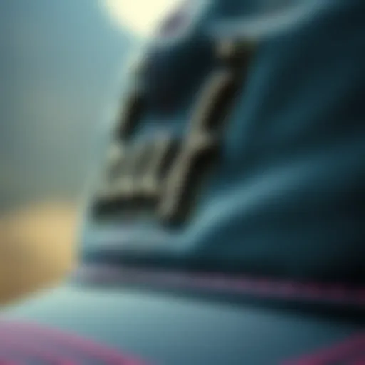 Close-up of a Huf cap showcasing intricate embroidery and stitching.