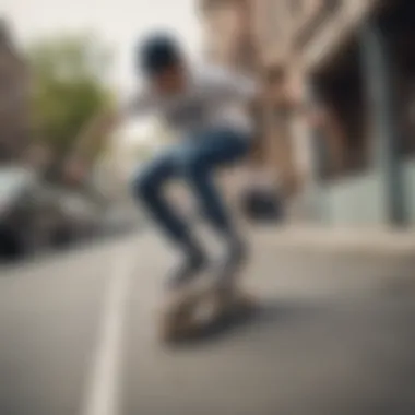 Skater performing a trick wearing Jean Vans shoes