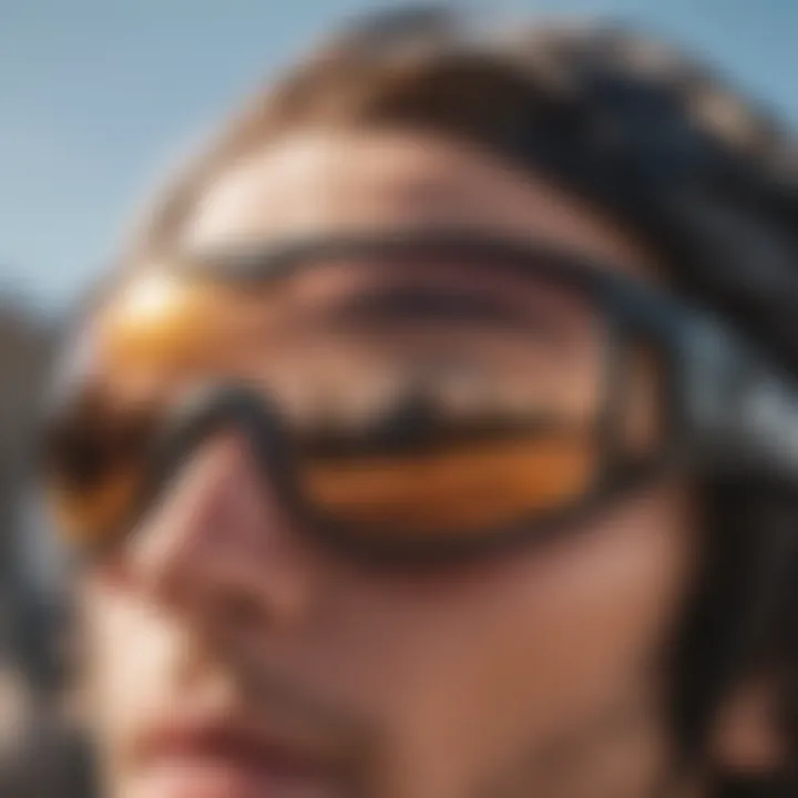 Close-up of high-tech sunglasses designed for outdoor sports