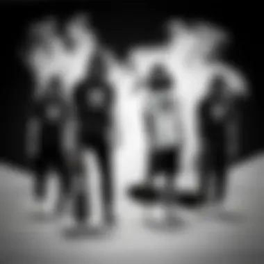 Skaters in Black and White A group of skaters showcasing their black and white Adidas outfits