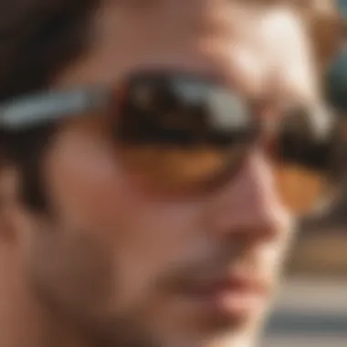 Close-up of advanced sunglasses with innovative features