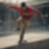 Dynamic skateboarder in a Nike sweater showcasing style and movement