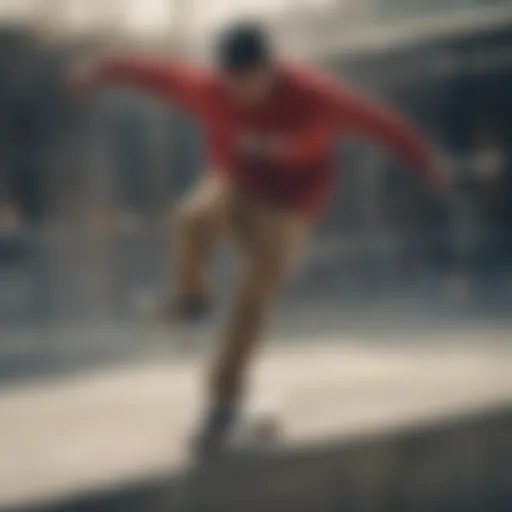 Dynamic skateboarder in a Nike sweater showcasing style and movement