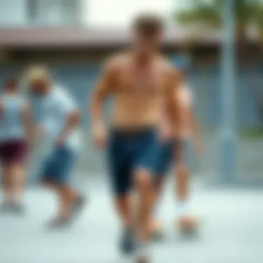 A historical timeline illustrating the evolution of denim shorts