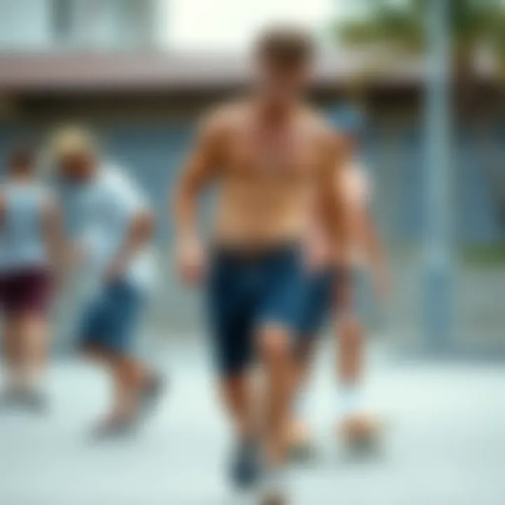 A historical timeline illustrating the evolution of denim shorts