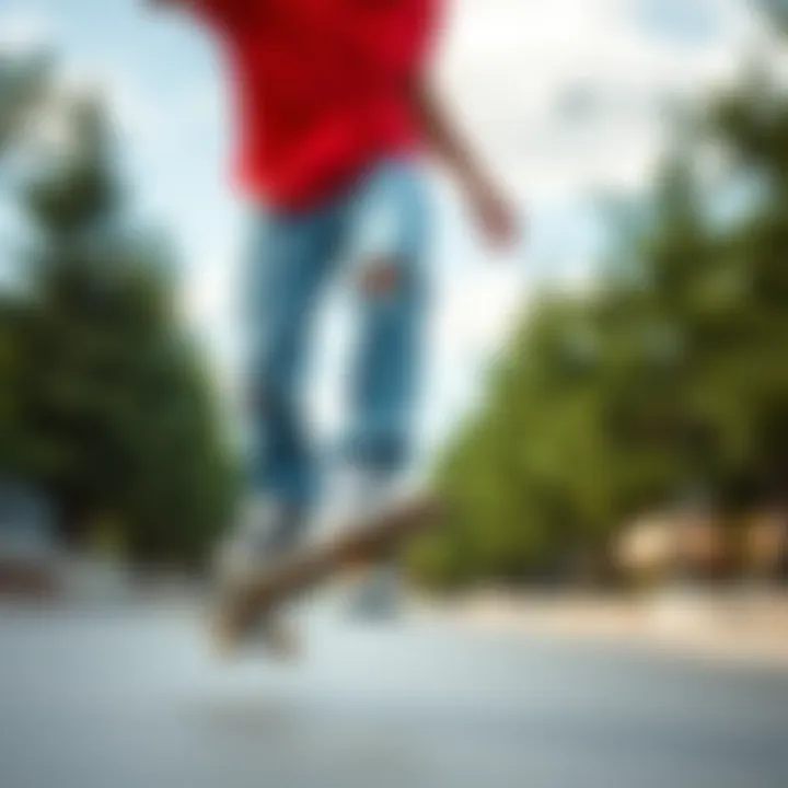 A skateboarder performing tricks while wearing fashionable jorts