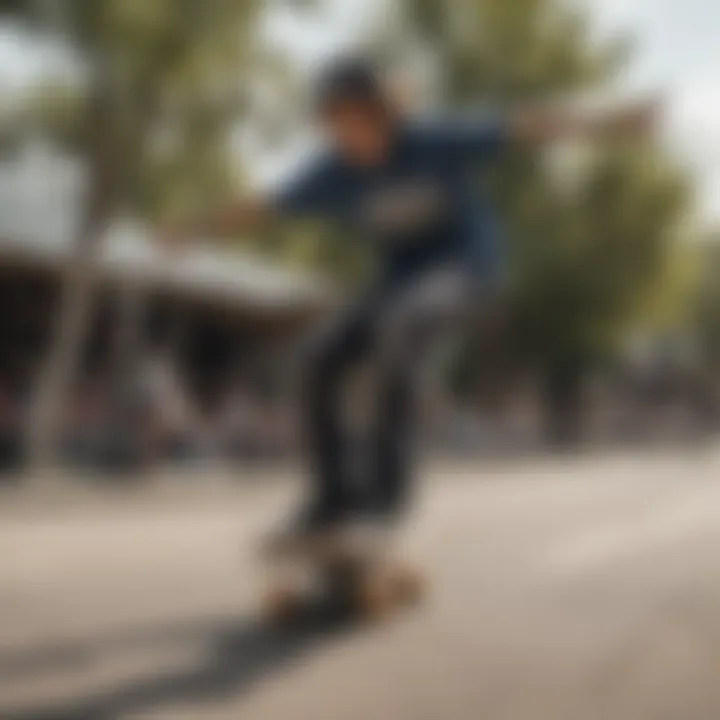 Action shot of the Jordan Pro Strong in use during a skateboarding session