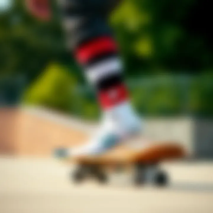 Crew Socks Elevating Skate Style Stylish crew socks in action during skating