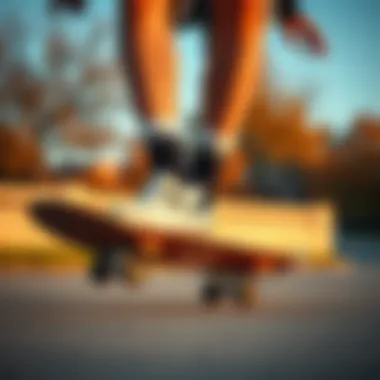 Performance Meets Style on the Skateboard Skater showing off socks while performing a trick