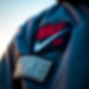 Close-up of a Nike patch on a jacket