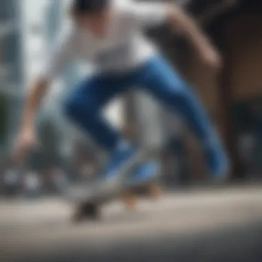 Skater performing a trick while wearing Nike sneakers