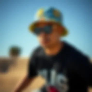 The Simpsons Bucket Hat in Action Stylish skater wearing a Simpsons bucket hat