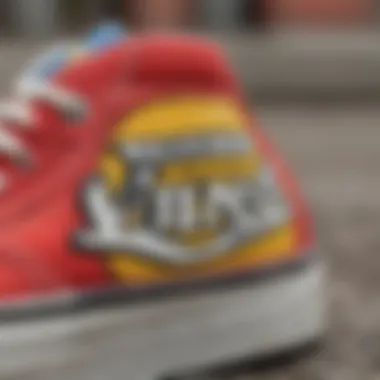 Close-up of the Vans logo on The Simpsons collaboration shoes