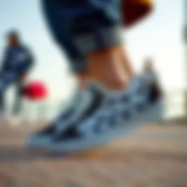 Vans navy checkerboard shoes styled with different outfits in a fashion montage