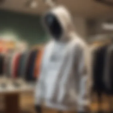 A stylish hoodie displayed on a mannequin