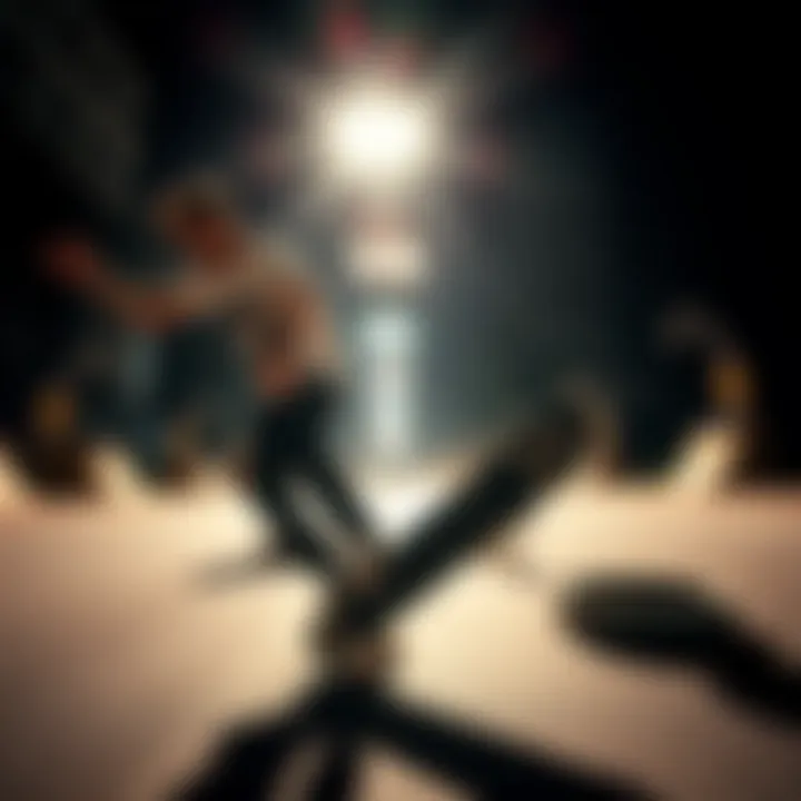 Dynamic skateboarding scene featuring graphic tees