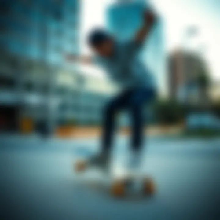 Skateboarder performing tricks on a Zoomie skateboard in an urban environment