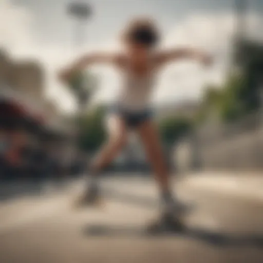 A skater in action wearing Tilly's white tank top, showcasing the dynamic energy of skate culture.