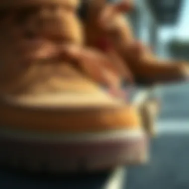 A close-up view of timber shoes showcasing their unique design and craftsmanship