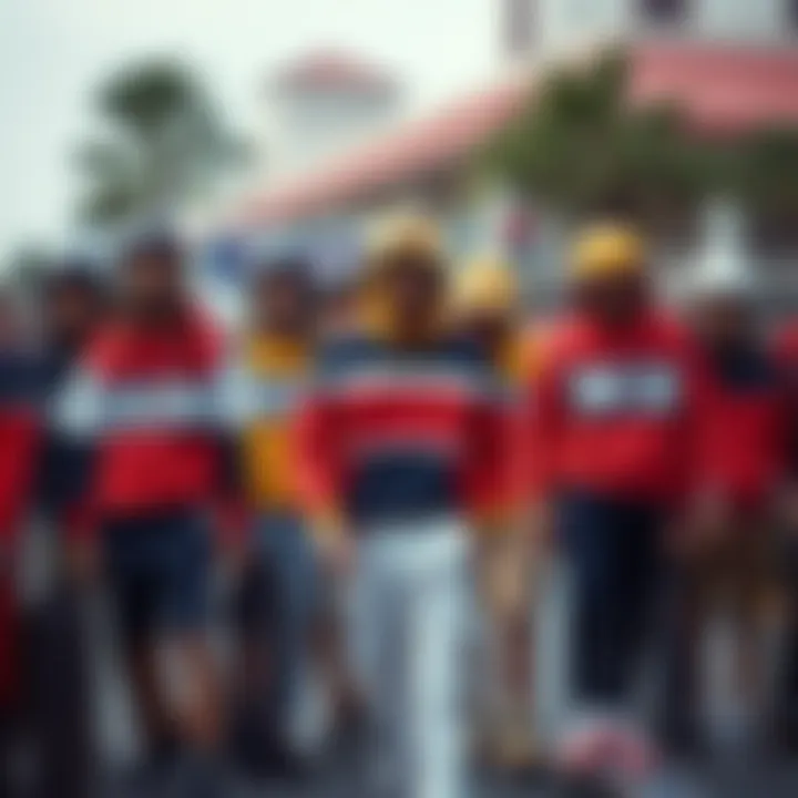 Community Vibe in Tommy Hilfiger Matching Sets Group of skateboarders wearing various Tommy Hilfiger matching sets in a vibrant atmosphere