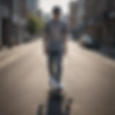 Trendy urban wear shirt displayed on a skateboard