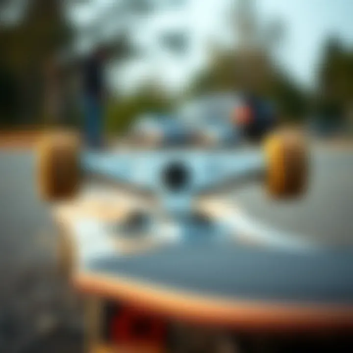 Detailed illustration of longboard trucks showcasing their components