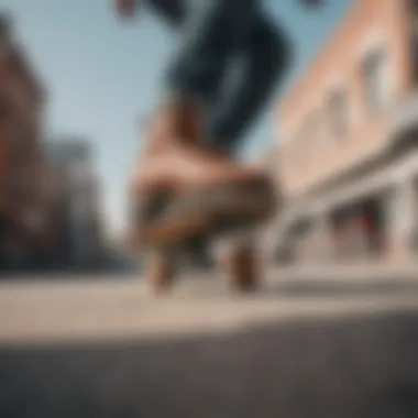 Skater performing tricks with Impala skates in an urban setting.