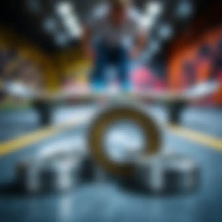 Quality longboard bearings displayed on a skateboarding backdrop