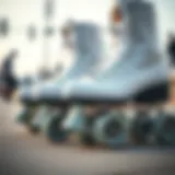 Close-up view of roller skates showcasing intricate design and materials