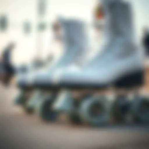 Close-up view of roller skates showcasing intricate design and materials