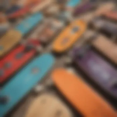 A colorful display of various penny boards showcasing their unique designs.