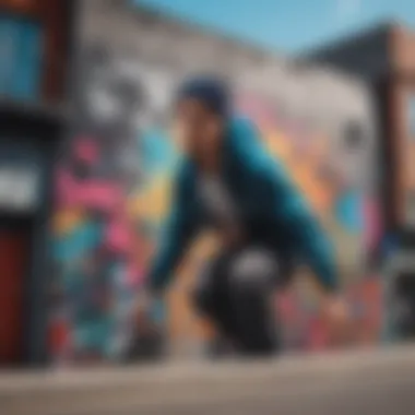 Mural Reflecting Urban Culture A vibrant street mural that captures the essence of urban culture and street fashion