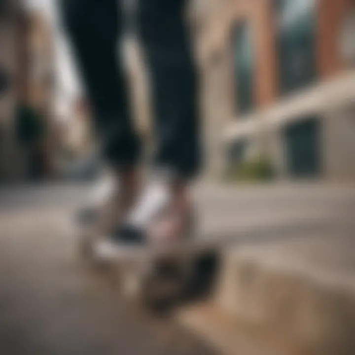 Skateboarder wearing Vans Old Skool Floral in urban setting